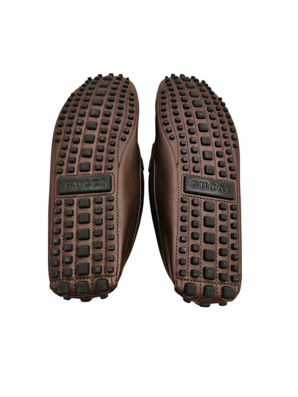 Gucci Men's Ayrton Horsebit Web Driver Loafers – Cocoa Brown Leather – Size 42
